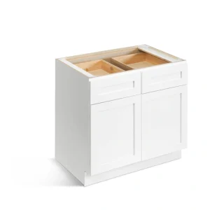 Valleywood Cabinetry Pure White 36-in W x 34.5-in H x 24-in D Pure White Birch 2-Drawers Base Ready To Assemble Plywood Cabinet (Flat Panel Shaker Style)