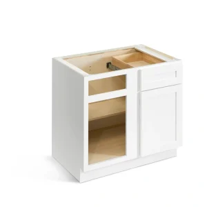 Valleywood Cabinetry Pure White 36-in W x 34.5-in H x 24-in D Pure White Birch Blind 1-Drawer Corner Base Ready To Assemble Plywood Cabinet (Flat Panel Shaker Style)