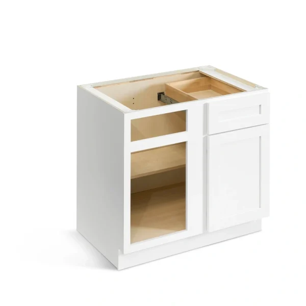 Valleywood Cabinetry Pure White 36-in W x 34.5-in H x 24-in D Pure White Birch Blind 1-Drawer Corner Base Ready To Assemble Plywood Cabinet (Flat Panel Shaker Style)