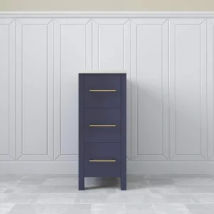 Vanity Art 12 in. W x 18.5 in. D x 30 in. H Bath Vanity Side Cabinet in Blue with Engineered Marble Top