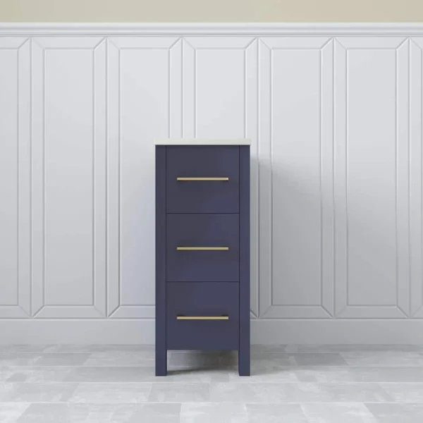 Vanity Art 12 in. W x 18.5 in. D x 30 in. H Bath Vanity Side Cabinet in Blue with Engineered Marble Top