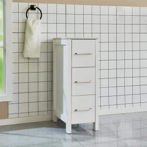 Vanity Art 12 in. W x 18.5 in. D x 30 in. H Bath Vanity Side Cabinet in White with Engineered Marble Top