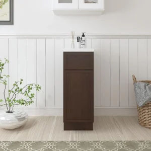 Vanity Art 12 in. W x 21 in. D x 32.5 in. H 1-Drawer Bath Vanity Cabinet Only in Brown T726947923