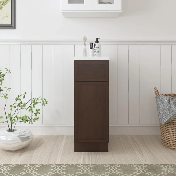 Vanity Art 12 in. W x 21 in. D x 32.5 in. H 1-Drawer Bath Vanity Cabinet Only in Brown T726947923