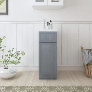 Vanity Art 12 in. W. x 21 in. D x 32.5 in. H 1-Drawer Bath Vanity Cabinet Only in Smoky Gray