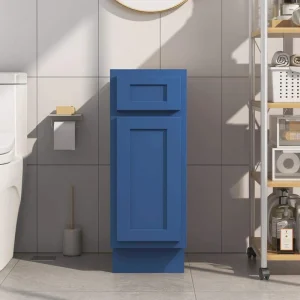 Vanity Art 12 in. W x 21 in. D x 32.5 in. H 1-Drawer Bath Vanity Cabinet without Top in Blue