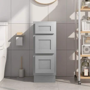 Vanity Art 12 in. W x 21 in. D x 32.5 in. H 3-Drawers Bath Vanity Cabinet Only in Gray T726947892