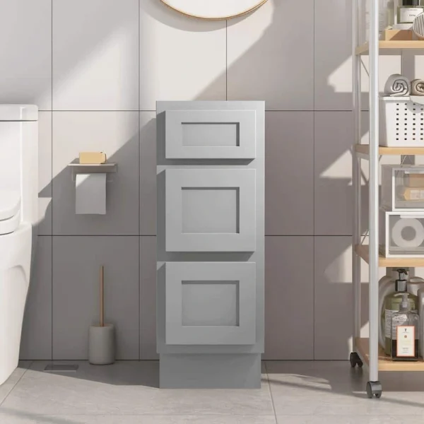 Vanity Art 12 in. W x 21 in. D x 32.5 in. H 3-Drawers Bath Vanity Cabinet Only in Gray T726947892