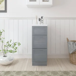 Vanity Art 12 in. W x 21 in. D x 32.5 in. H 3-Drawers Bath Vanity Cabinet Only in Smoky Gray