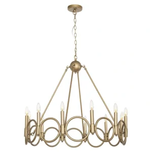 Vanity Art 12 -Light Wagon Wheel Candle Style Chandelier in Brass Dust