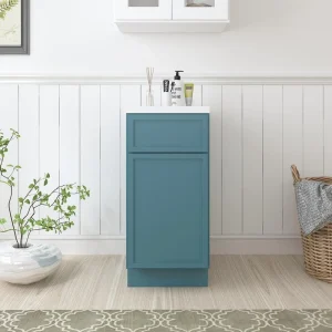 Vanity Art 15 in. W. x 21 in. D x 32.5 in. H 1-Drawer Bath Vanity Cabinet Only in Sea Green