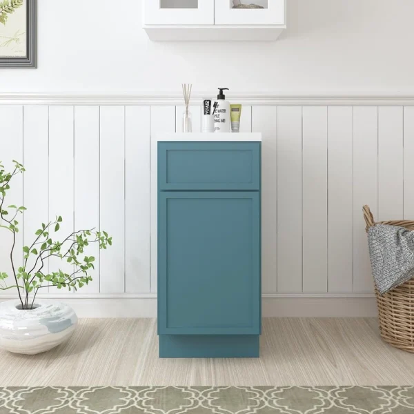 Vanity Art 15 in. W. x 21 in. D x 32.5 in. H 1-Drawer Bath Vanity Cabinet Only in Sea Green