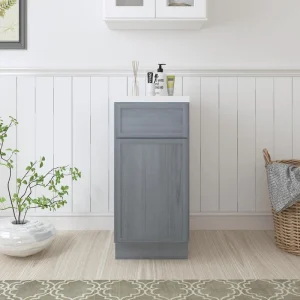 Vanity Art 15 in. W x 21 in. D x 32.5 in. H 1-Drawer Bath Vanity Cabinet Only in Smoky Gray