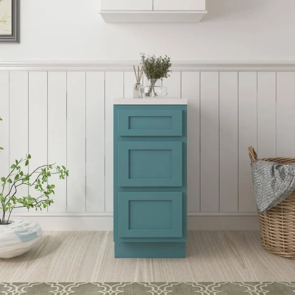 Vanity Art 15 in. W x 21 in. D x 32.5 in. H 3-Drawer Bath Vanity Cabinet Only in Sea Green T726947890
