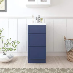 Vanity Art 15 in. W x 21 in. D x 32.5 in. H 3-Drawers Bath Vanity Cabinet Only in Blue