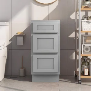 Vanity Art 15 in. W x 21 in. D x 32.5 in. H 3-Drawers Bath Vanity Cabinet Only in Gray T726947893