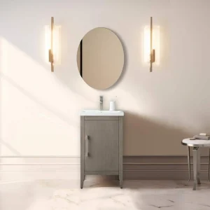 Vanity Art 20 in. W x 15.8 in D x 34 in. H Single Sink Bathroom Vanity Cabinet in Driftwood Gray with Ceramic Top