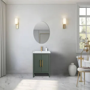 Vanity Art 24 in. W x 18.5 in D x 34 in. H Single Sink Bathroom Vanity Cabinet in Vintage Green with Ceramic Top T726947967