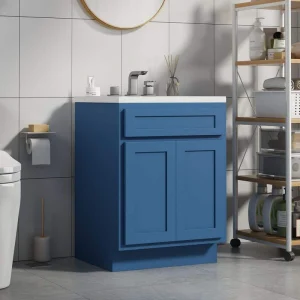 Vanity Art 24 in. W x 21 in. D x 32.5 in. H 2-Doors Bath Vanity Cabinet without Top in Blue