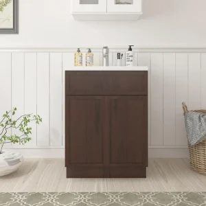 Vanity Art 24 in. W. x 21 in. D x 32.5 in. H 2-Doors Bath Vanity Cabinet without Top in Brown