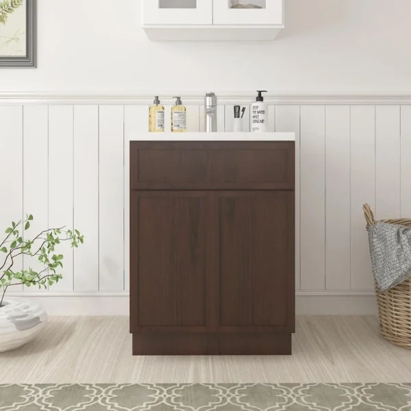 Vanity Art 24 in. W. x 21 in. D x 32.5 in. H 2-Doors Bath Vanity Cabinet without Top in Brown