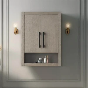 Vanity Art 24 in. W x 8 in. D x 33 in. H Bathroom Storage Wall Cabinet in Driftwood Gray/MB