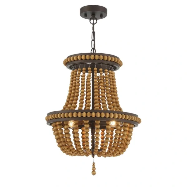 Vanity Art 3-Light Oil Rubbed Bronze Lantern Empire Chandelier with Beaded Accents