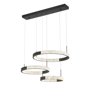 Vanity Art 3-Light Statement Tiered Integrated LED Black Chandelier