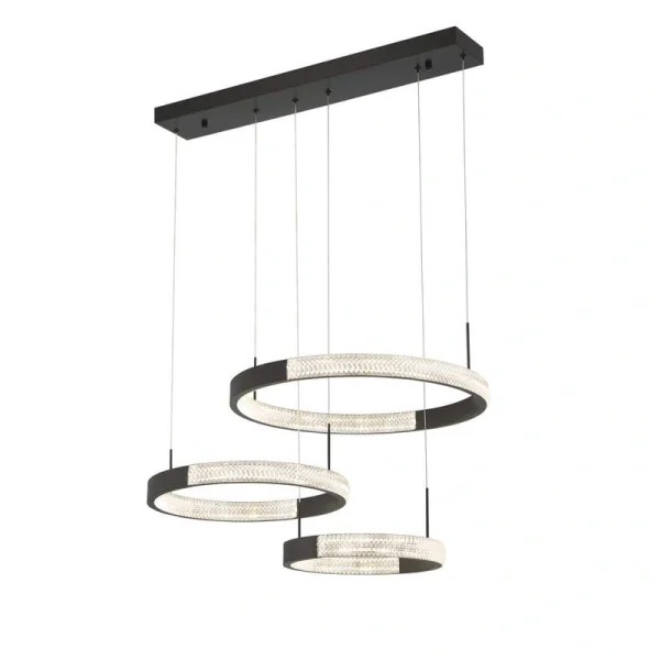 Vanity Art 3-Light Statement Tiered Integrated LED Black Chandelier