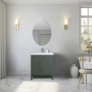 Vanity Art 30 in. W x 18.5 in D x 34 in. H Single Sink Bathroom Vanity Cabinet in Vintage Green with Ceramic Top T726947968