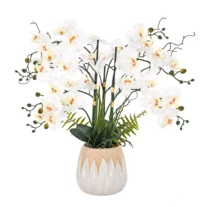 Vanity Art 32.28 in. H Orchid Floral Arrangement in White Ceramics Vase