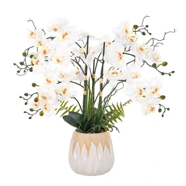 Vanity Art 32.28 in. H Orchid Floral Arrangement in White Ceramics Vase