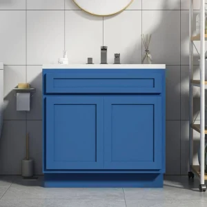 Vanity Art 33 in. W x 21 in. D x 32.5 in. H 2-Doors Bath Vanity Cabinet without Top in Blue
