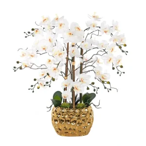 Vanity Art 35.43 in. H Gold-plated Phalaenopsis Orchid Floral Arrangement in Pot
