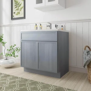 Vanity Art 36 in. W. x 21 in. D x 32.5 in. H 2-Doors Bath Vanity Cabinet without Top in Smoky Gray