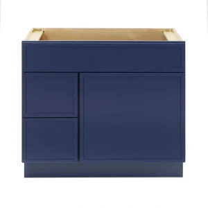Vanity Art 36 in. W x 21 in. D x 32.5 in. H 2-Left Drawers Bath Vanity Cabinet without Top in Blue