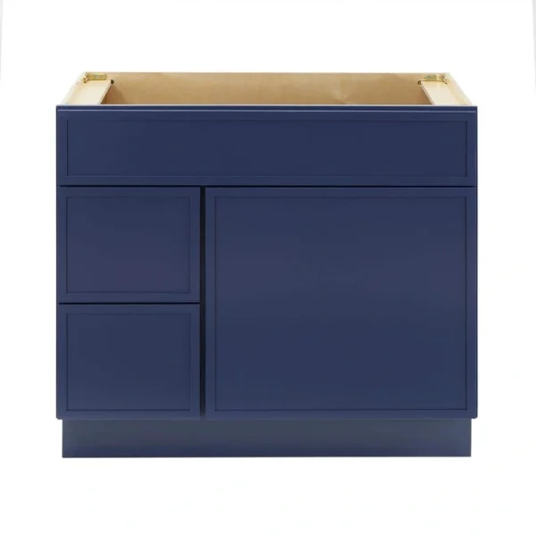 Vanity Art 36 in. W x 21 in. D x 32.5 in. H 2-Left Drawers Bath Vanity Cabinet without Top in Blue