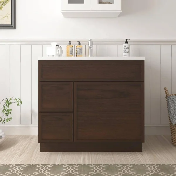 Vanity Art 36 in. W x 21 in. D x 32.5 in. H 2-Left Drawers Bath Vanity Cabinet without Top in Brown
