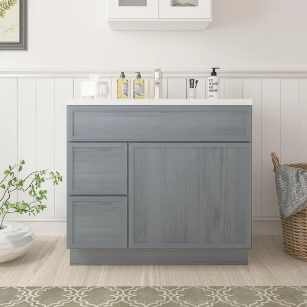 Vanity Art 36 in. W. x 21 in. D x 32.5 in. H 2-Left Drawers Bath Vanity Cabinet without Top in Smoky Gray