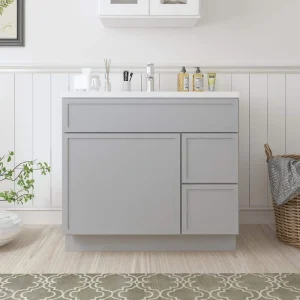 Vanity Art 36 in. W x 21 in. D x 32.5 in. H 2-Right Drawers Bath Vanity Cabinet without Top in Gray