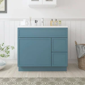 Vanity Art 36 in. W x 21 in. D x 32.5 in. H 2-Right-Drawers Bath Vanity Cabinet without Top in Sea Green