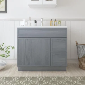 Vanity Art 36 in. W x 21 in. D x 32.5 in. H 2-Right Drawers Bath Vanity Cabinet without Top in Smoky Gray