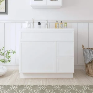 Vanity Art 36 in. W x 21 in. D x 32.5 in. H 2-Right Drawers Bath Vanity Cabinet without Top in White