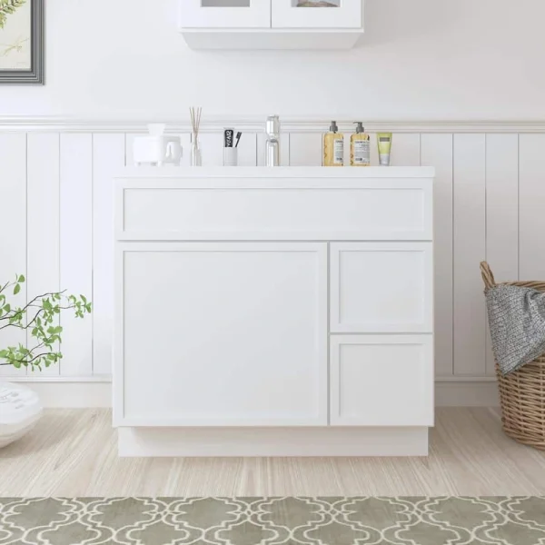 Vanity Art 36 in. W x 21 in. D x 32.5 in. H 2-Right Drawers Bath Vanity Cabinet without Top in White