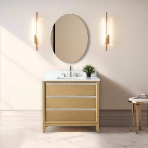 Vanity Art 36 in. W x 22 in. D x 34 in. H Single Sink Bathroom Vanity in Natural Oak with Engineered Marble Top