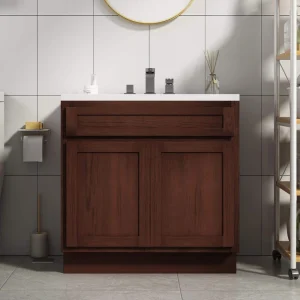 Vanity Art 39 in. W x 21 in. D x 32.5 in. H 2-Doors Bath Vanity Cabinet Only in Brown