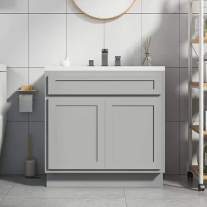 Vanity Art 39 in. W x 21 in. D x 32.5 in. H 2-Doors Bath Vanity Cabinet Only in Gray – Unassembled