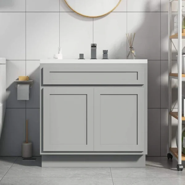 Vanity Art 39 in. W x 21 in. D x 32.5 in. H 2-Doors Bath Vanity Cabinet Only in Gray – Unassembled