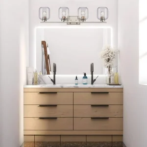Vanity Art 4-Light in Satin Nickel Wall Sconce with Clear Glass