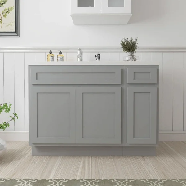 Vanity Art 42 in. W x 21 in. D x 32.5 in. H Bath Vanity Cabinet without Top in Gray